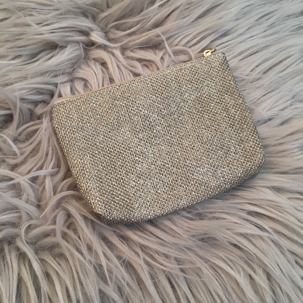 2/$13. Lancôme cosmetic bag, silver, sparkly. New.